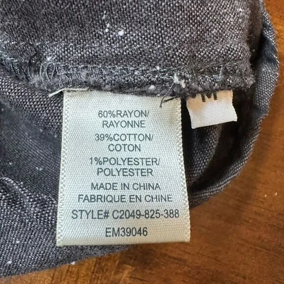 Cloth & Stone Cotton Rayon Blend Black Long Sleeve Roll Tab Shirt Size Medium - Picture 5 of 9